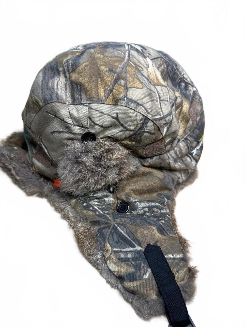 Yukon Tracks Camouflage Alaskan Trapper Hat with Genuine Rabbit Fur